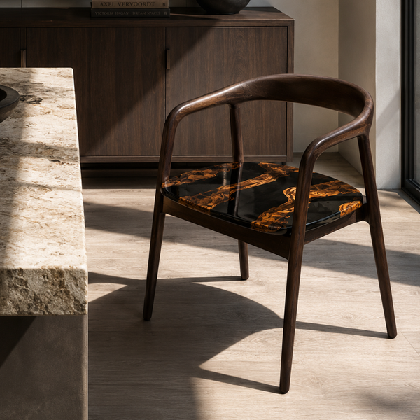 Black Walnut Fused Grain Epoxy Resin Chair