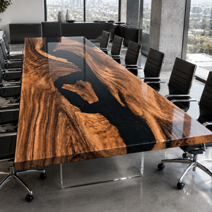 Walnut Black River Flow Epoxy Resin Conference Table