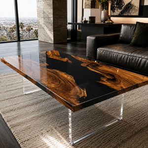 Walnut Black River Epoxy Resin Coffee Table