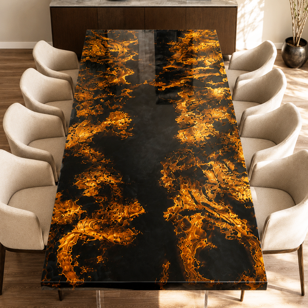 Cunninghamia Black River Epoxy Resin Dining Table
