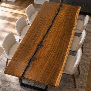 Walnut Natural Live Edge Fissure Inlay Wood Slab Table