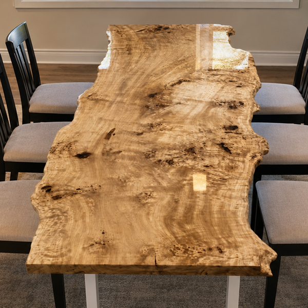 Poplar Burl Natural Live Edge Solid Wood Slab Table