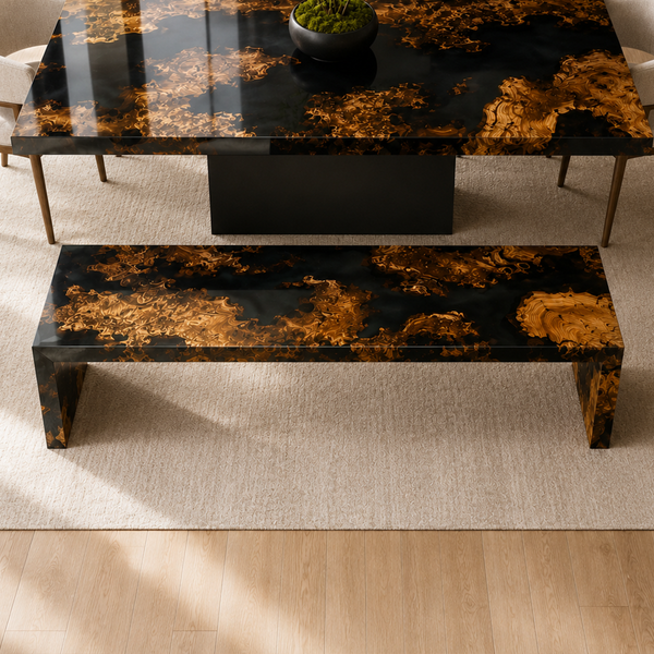 Cunninghamia Transparent Black Straight-Edge Epoxy Resin Chair