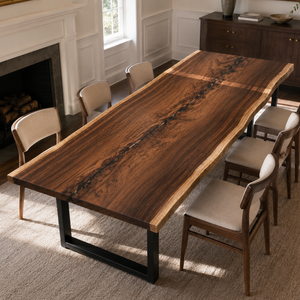 Walnut Handcrafted Natural Contour Solid Wood Slab Table