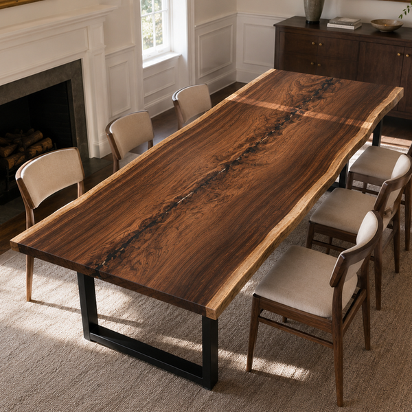 Walnut Handcrafted Natural Contour Solid Wood Slab Table
