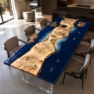 Poplar Burl Wild Texture Artisan Epoxy Resin Dining Table