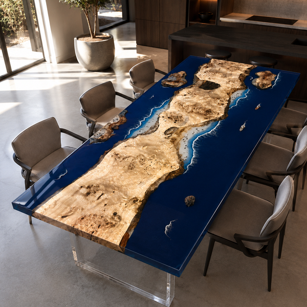 Poplar Burl Wild Texture Artisan Epoxy Resin Dining Table