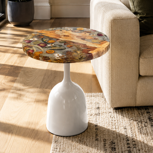 Olive Wood Natural Round Epoxy Resin Side Table