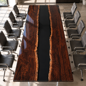 Black Walnut Deep River Black Transparent Epoxy Resin Conference Table