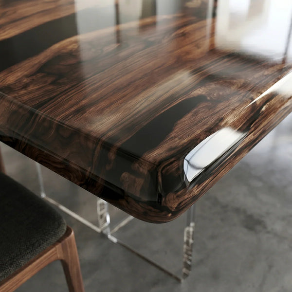 Black Walnut Wood Black Epoxy Resin River Dining Table