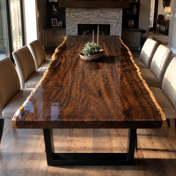 Black Walnut Natural Edge Epoxy Resin Dining Table