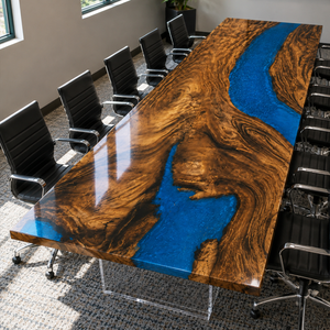Walnut Deep Ocean Wave Epoxy Resin Conference Table