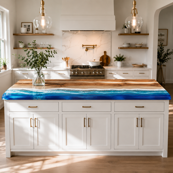 Walnut Ocean Wave Epoxy Resin Countertop