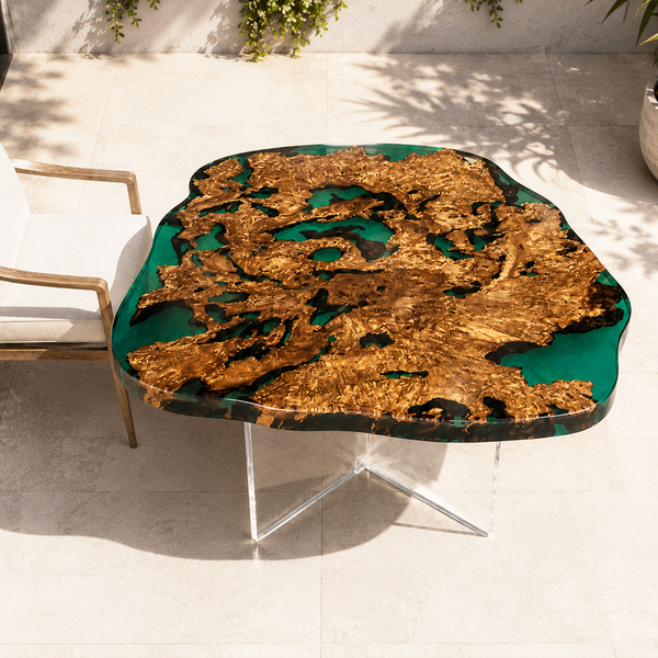 Cunninghamia Emerald Luxury Live Edge Epoxy Resin Coffee Table