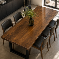 Black Walnut Straight Edge Solid Wood Slab Table