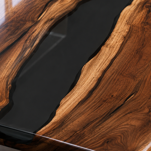 Black Walnut Obsidian Transparent Epoxy Resin Dining Table