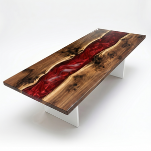 Black Walnut Red River Epoxy Resin Dining Table