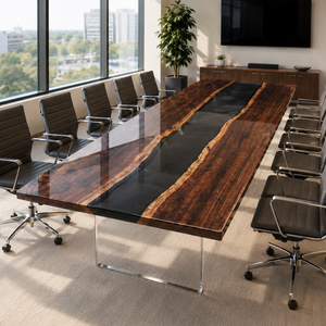 Black Walnut Deep River Black Transparent Epoxy Resin Conference Table