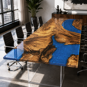 Walnut Deep Ocean Wave Epoxy Resin Conference Table