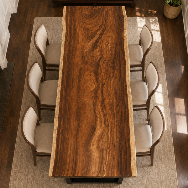 Walnut Handcrafted Natural Contour Solid Wood Slab Table