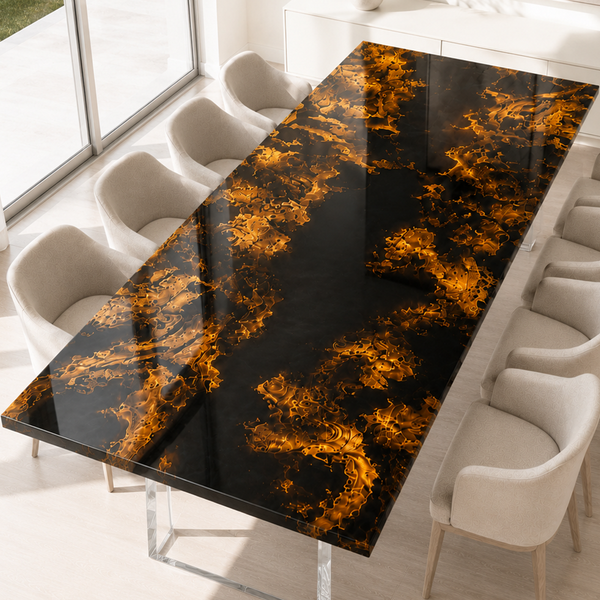 Cunninghamia Black River Epoxy Resin Dining Table