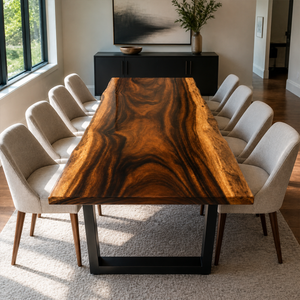 Walnut Wood Live Edge Epoxy Resin Dining Table