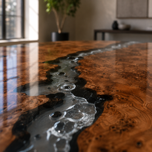 Cunninghamia Premium Burl Wood Round Epoxy Resin Dining Table