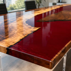 Walnut Magma Red Epoxy Resin Conference Table