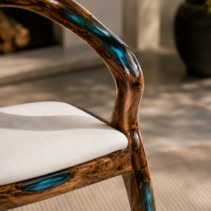 Oceanic Blue Burl Wood Epoxy Resin Chair