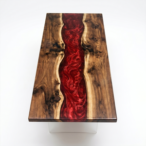 Black Walnut Red River Epoxy Resin Dining Table