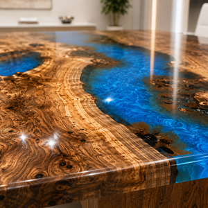 Golden Camphor Ocean Blue River Epoxy Resin Conference Table