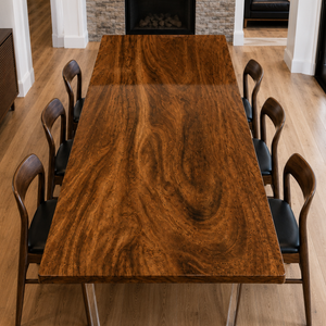 Walnut Amber Grain Wood Slab Table