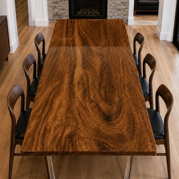 Walnut Amber Grain Wood Slab Table