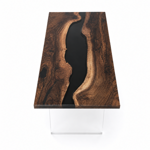 Black Walnut Black River Epoxy Resin Dining Table
