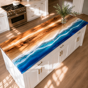 Walnut Ocean Wave Epoxy Resin Countertop