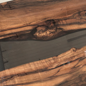 Black Walnut Wood Black Epoxy Resin River Dining Table