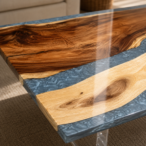 Walnut Ocean Wave Ocean Blue Epoxy Resin Coffee Table