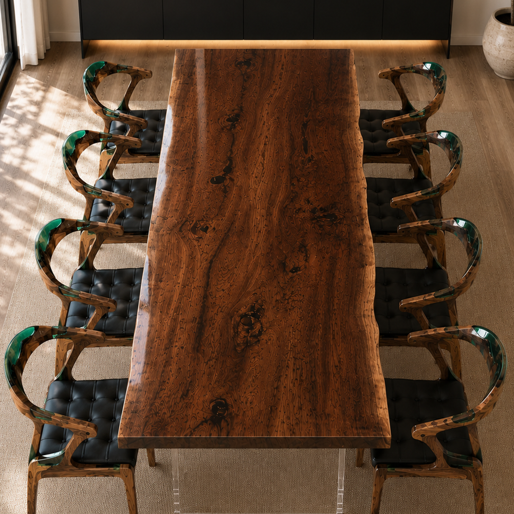 Black Walnut Live Edge Wood Slab Table