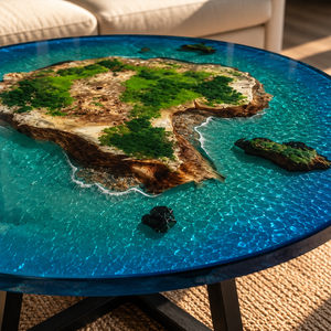 Pure Resin Tropical Archipelago Micro Landscape Round Coffee Table