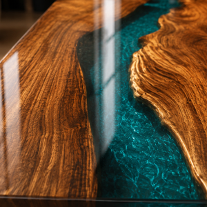 Walnut Swirl Green Epoxy Resin Coffee Table