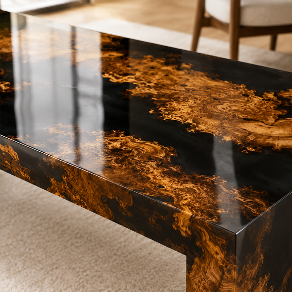 Cunninghamia Transparent Black Straight-Edge Epoxy Resin Chair