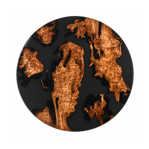 Cunninghamia Burl Black River Archipelago Round Epoxy Resin Coffee Table