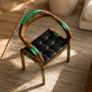 Walnut Emerald Flow Epoxy Resin Chair