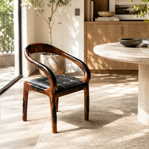 Walnut Solid Wood Black Resin Accent Epoxy Resin Chair
