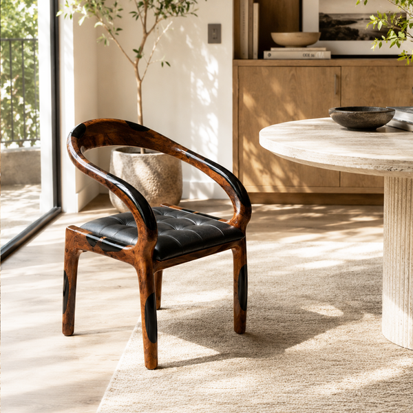 Walnut Solid Wood Black Resin Accent Epoxy Resin Chair