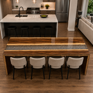 Walnut Architectural Ice Flow Epoxy Resin WaterFall Table
