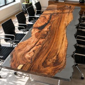 Walnut Black Transparent Epoxy Resin Conference Table