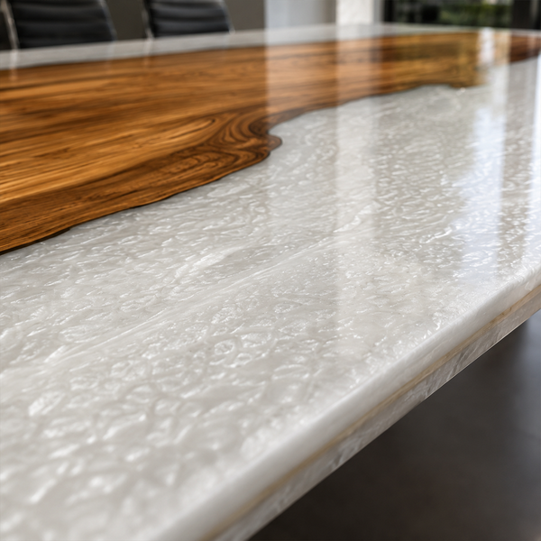 Olive Wood Crystal Epoxy Resin Conference Table