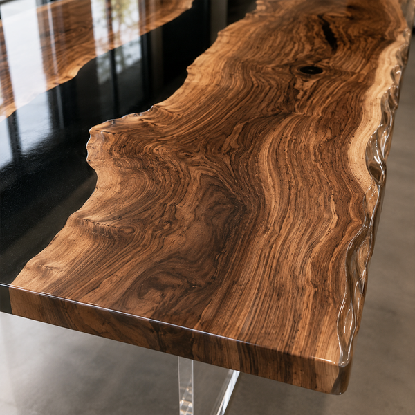 Black Walnut Live Edge Black River Epoxy Resin Conference Table
