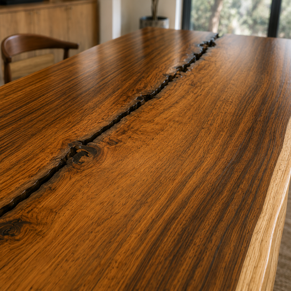 Walnut Natural Live Edge Fissure Inlay Wood Slab Table